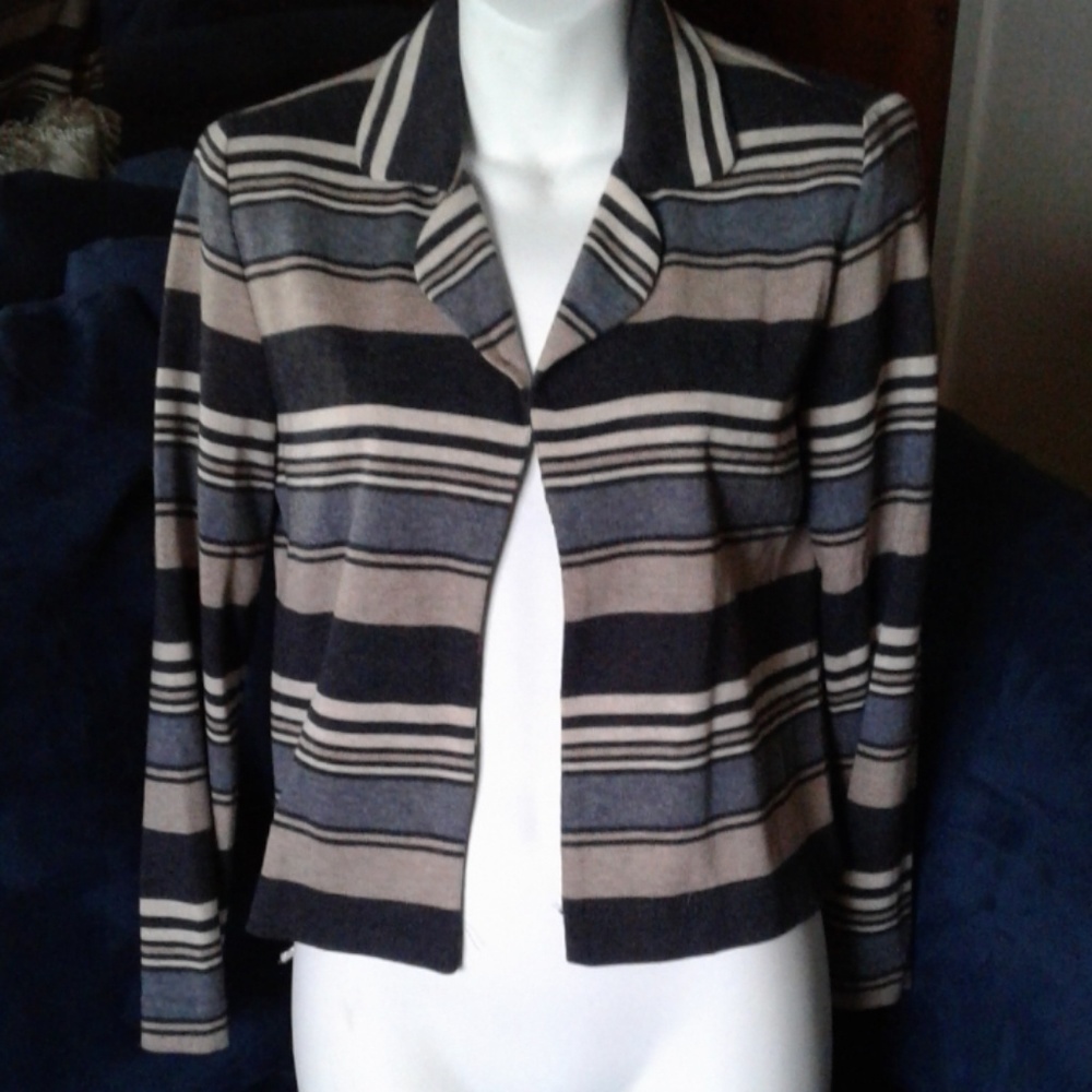 Striped Jacket By JESSICA HOWARD Size 4 Petite